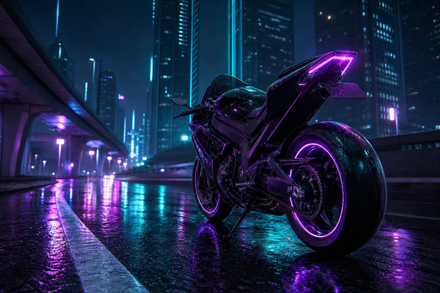 Neon Motorcycle In Cyberpunk City Motorcycles Wallpaper 7 4K 4