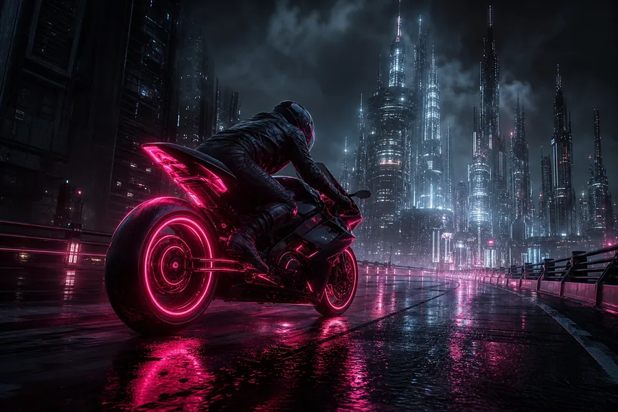 Neon Motorcycle In Cyberpunk City Motorcycles Wallpaper 7 4K 6