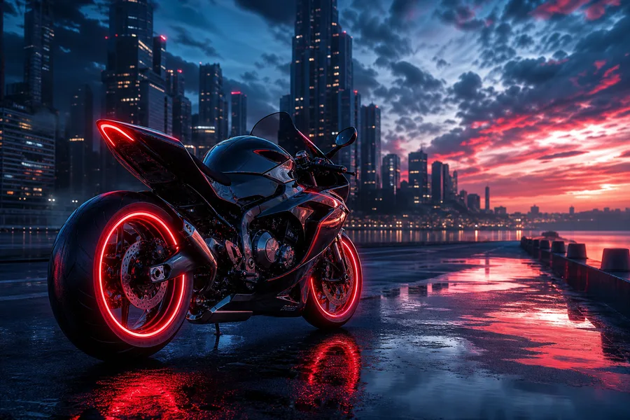 Neon Motorcycle In Cyberpunk City Motorcycles Wallpaper  7 4K