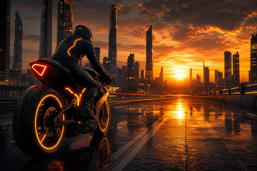 Neon Motorcycle In Cyberpunk City Motorcycles Wallpaper 7 4K
