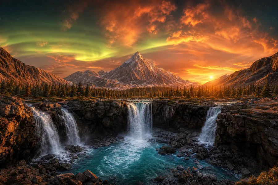 Northern Lights Over Snowy Mountains Nature Wallpaper  4 4K