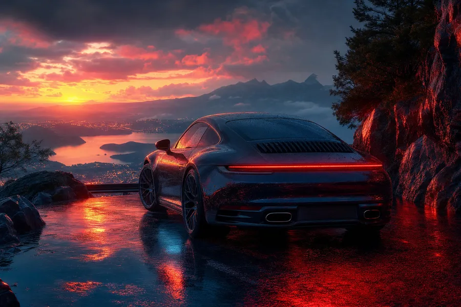 Porsche 911 On Mountain Road Sunset Cars Wallpaper 4 4K 10
