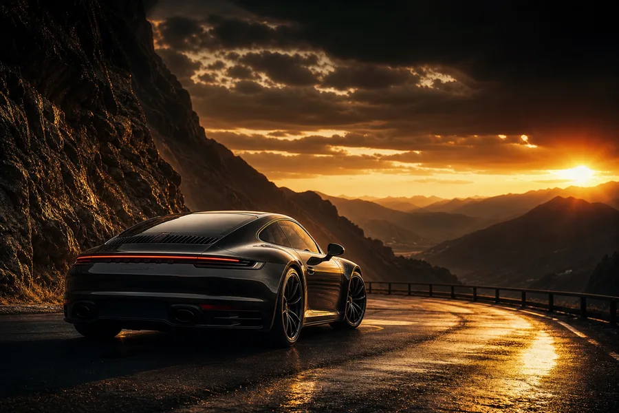 Porsche 911 On Mountain Road Sunset Cars Wallpaper  4 4K