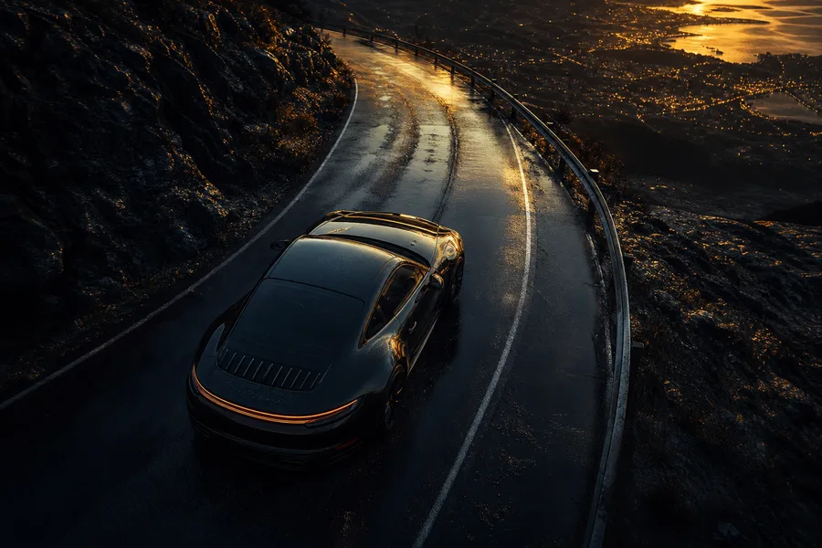 Porsche 911 On Mountain Road Sunset Cars Wallpaper  4 4K