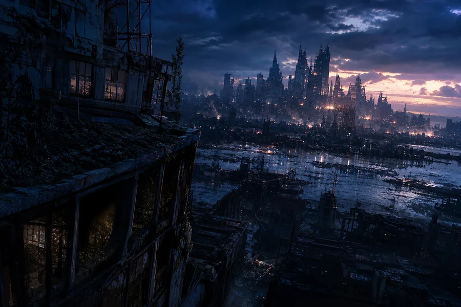 Post Apocalyptic City Skyline Movie Style Movie Wallpaper  6 4K