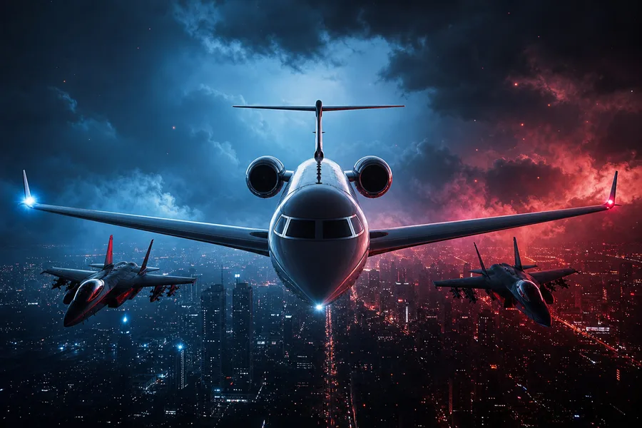 Private Jet Flying Above Night City Skyline Airplanes Wallpaper 4 4K 15