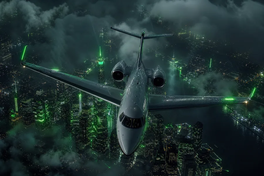 Private Jet Flying Above Night City Skyline Airplanes Wallpaper 4 4K 2