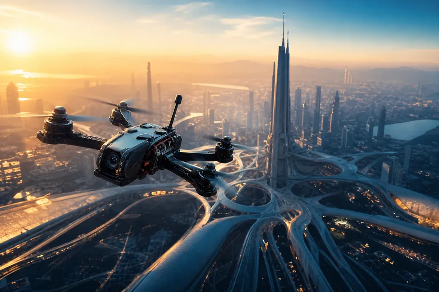 Professional Filming Drone In Golden Hour Drone Wallpaper 8 4K 2