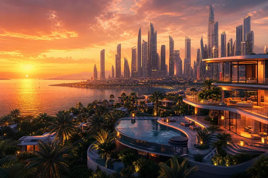 Purple Futuristic Megacity Skyline Luxury-Villas Wallpaper 6 4K 2