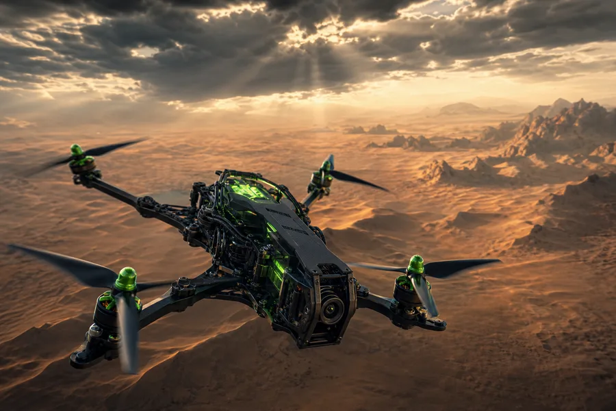 Quadcopter Flying Over Desert Drone Wallpaper 5 4K 10
