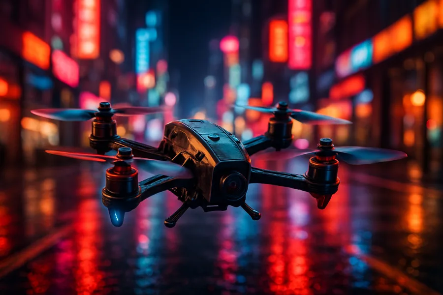 Racing Drone Neon City Drone Wallpaper 2 4K