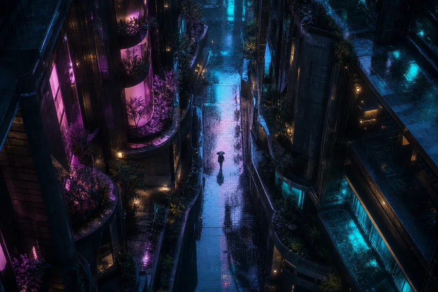 Rainy Neon Alley With Reflections Architecture Wallpaper  4 4K