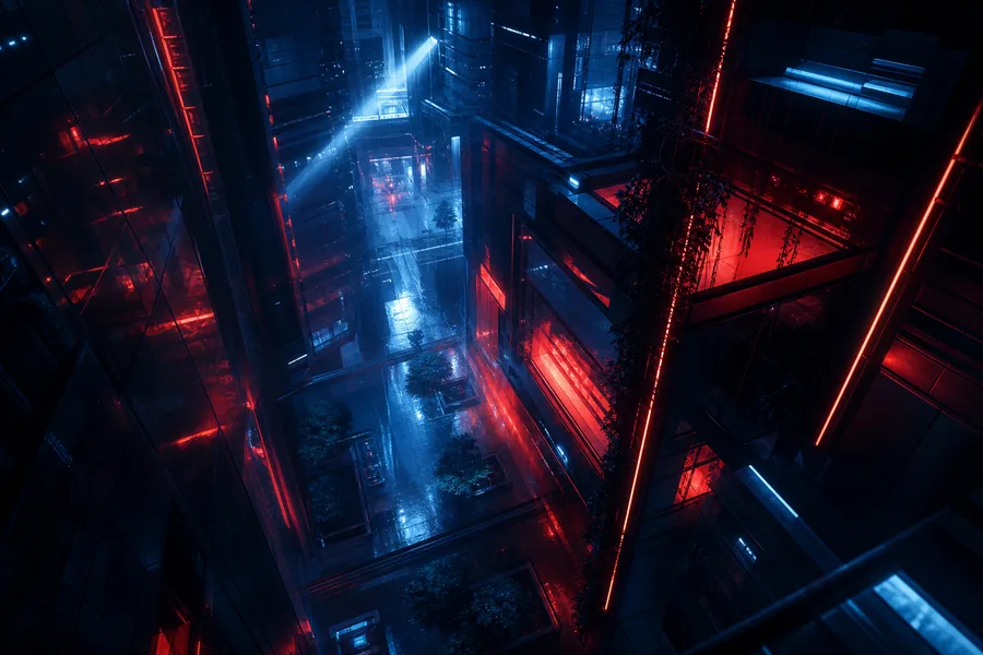Rainy Neon Alley With Reflections Architecture Wallpaper 4 4K 3