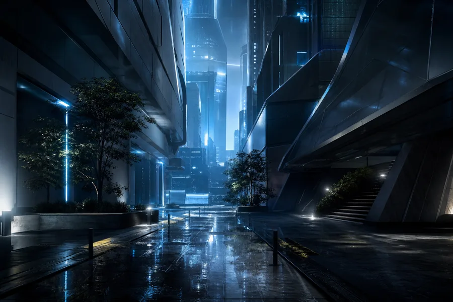 Rainy Neon Alley With Reflections Architecture Wallpaper 4 4K 6