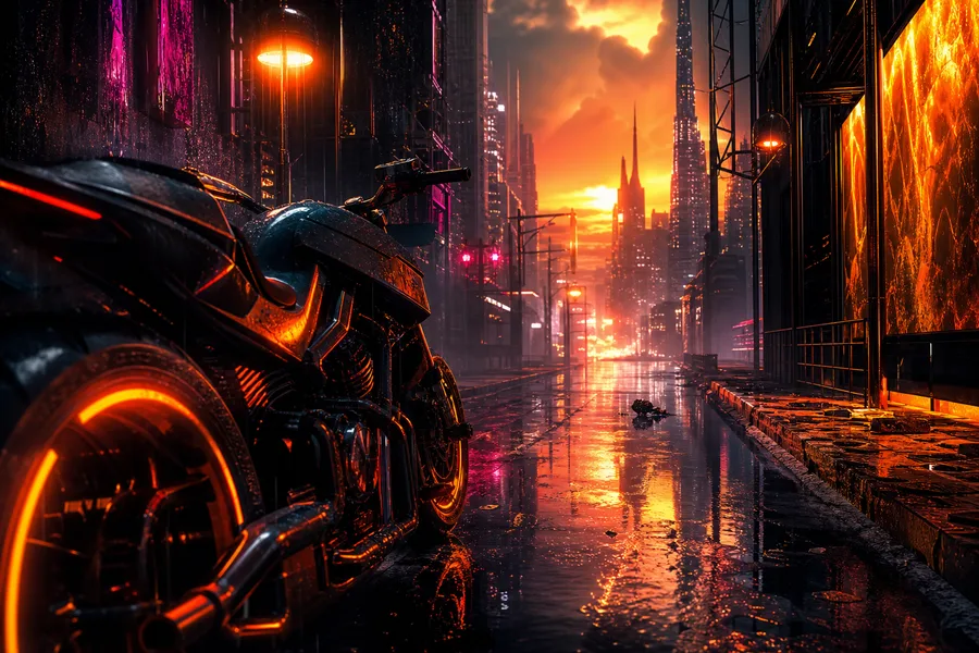 Rainy Neon Alley With Reflections Cyberpunk Wallpaper 4 4K 12