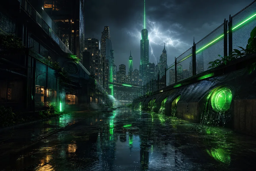 Rainy Neon Alley With Reflections Cyberpunk Wallpaper 4 4K 15