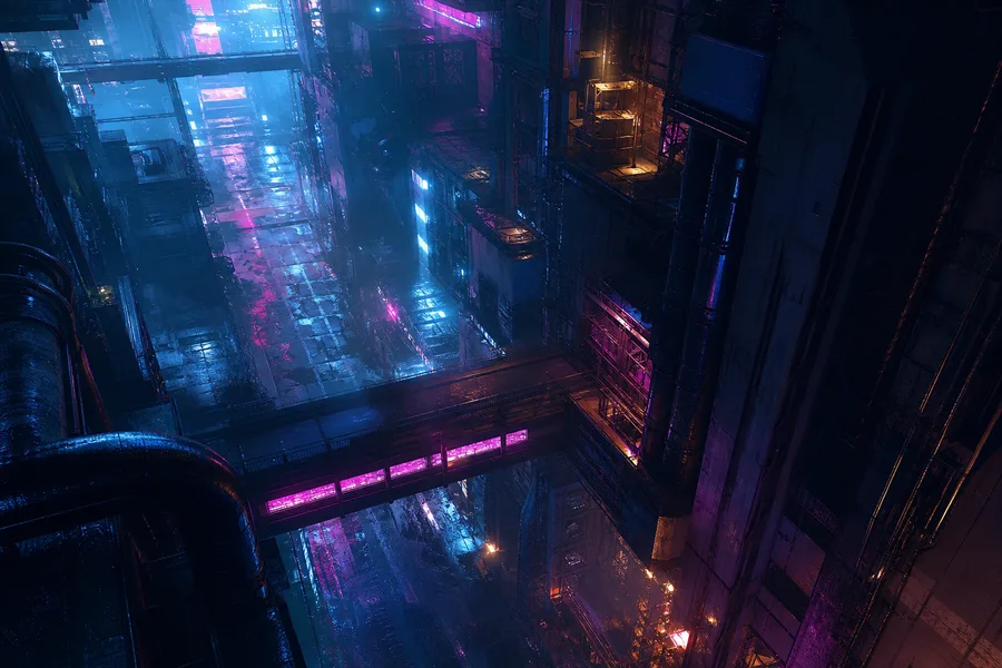 Rainy Neon Alley With Reflections Cyberpunk Wallpaper 4 4K 18