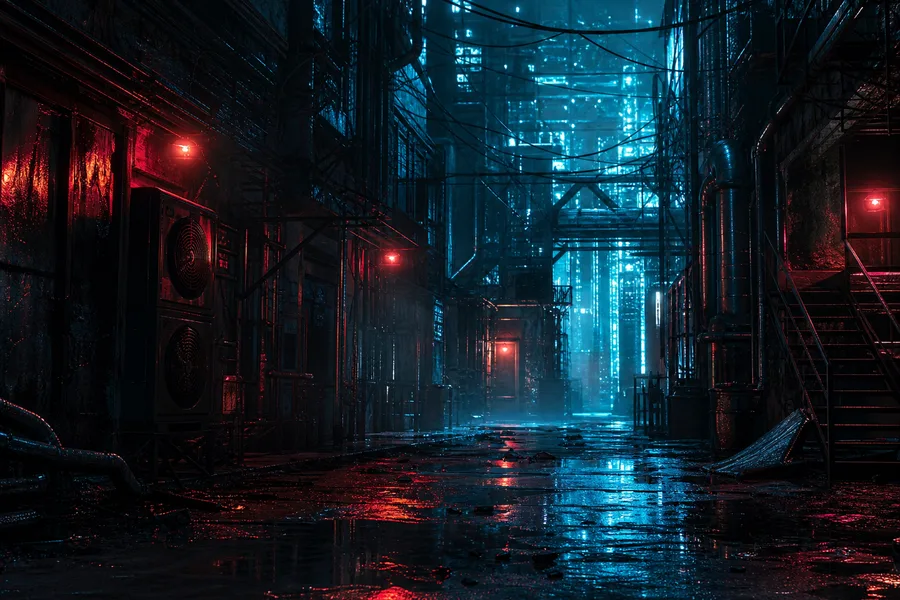 Rainy Neon Alley With Reflections Cyberpunk Wallpaper 4 4K 5