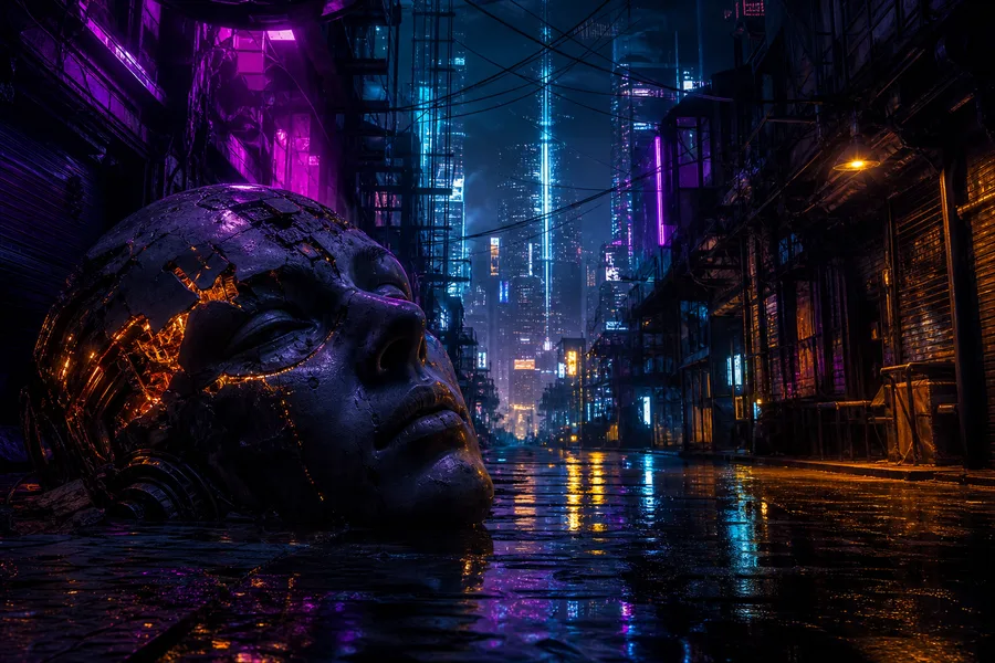 Rainy Neon Alley With Reflections Cyberpunk Wallpaper 4 4K 7