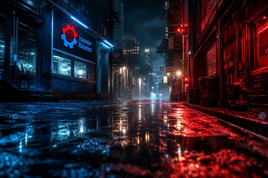 Rainy Neon Alley With Reflections Hamster-Robotics Wallpaper 4 4K 6