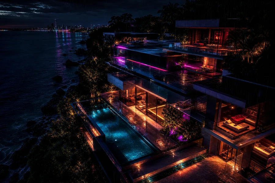 Rainy Neon Alley With Reflections Luxury-Villas Wallpaper  4 4K