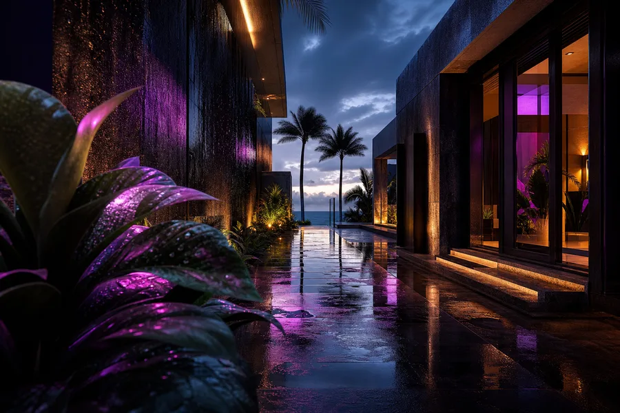 Rainy Neon Alley With Reflections Luxury-Villas Wallpaper  4 4K
