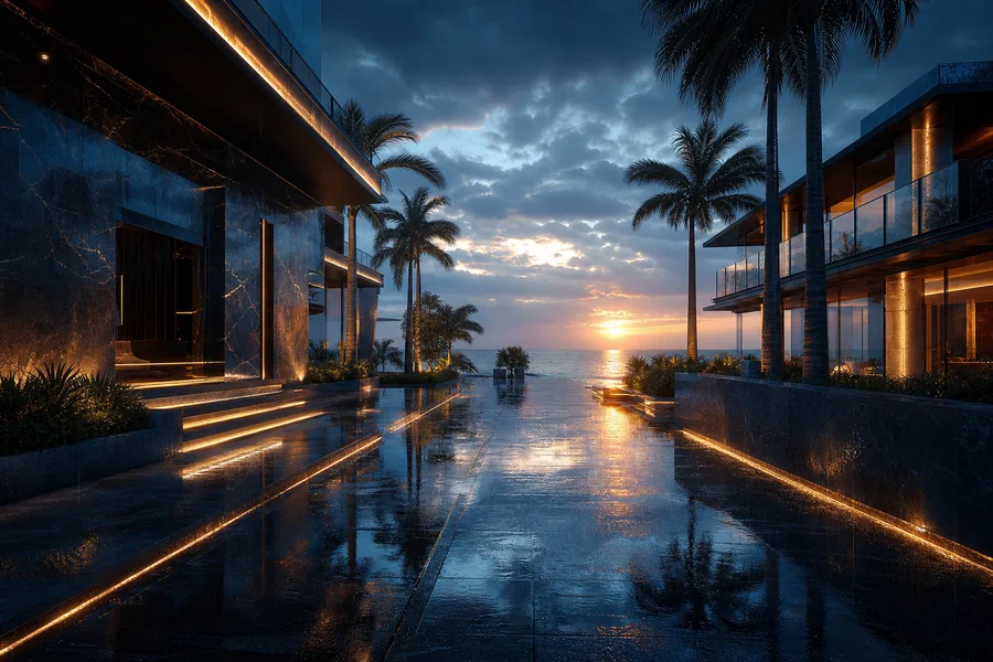 Rainy Neon Alley With Reflections Luxury-Villas Wallpaper 4 4K 2