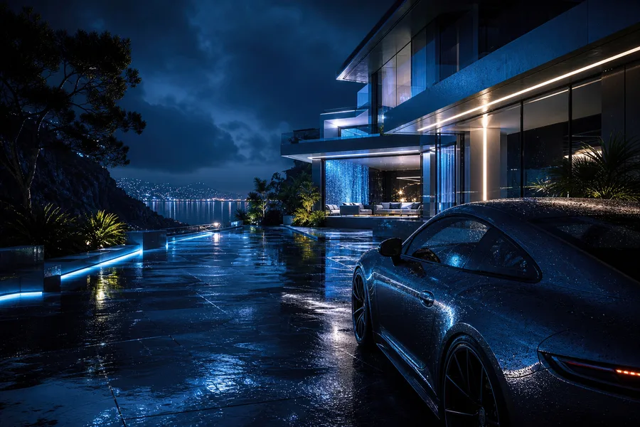 Rainy Neon Alley With Reflections Luxury-Villas Wallpaper 4 4K 7