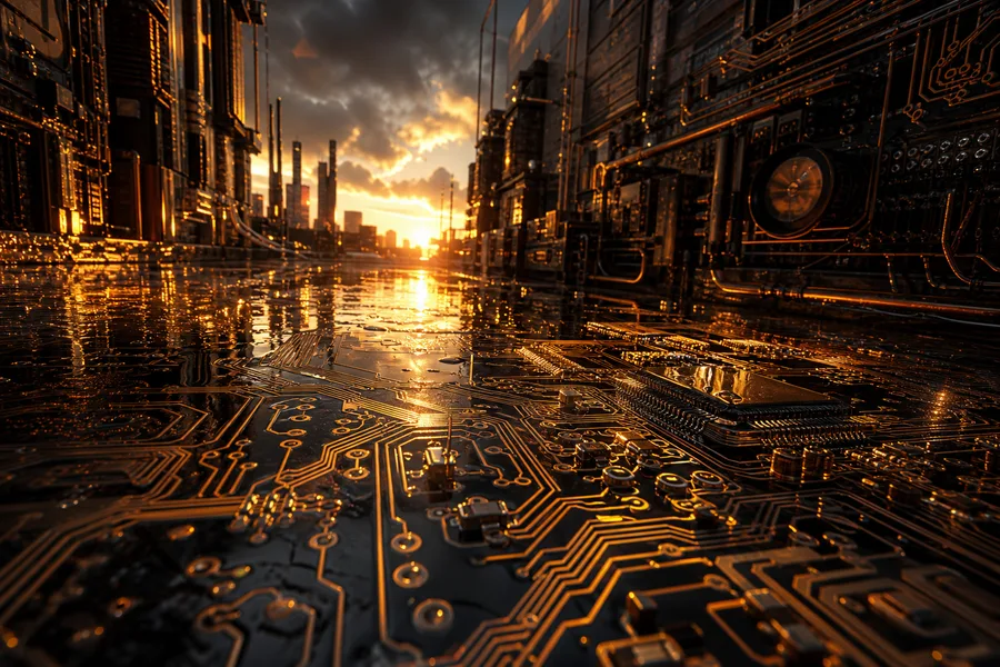 Rainy Neon Alley With Reflections Pcb-Design Wallpaper  4 4K