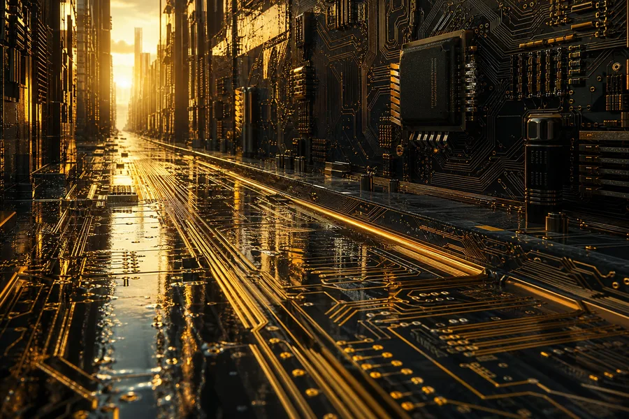 Rainy Neon Alley With Reflections Pcb-Design Wallpaper 4 4K 4