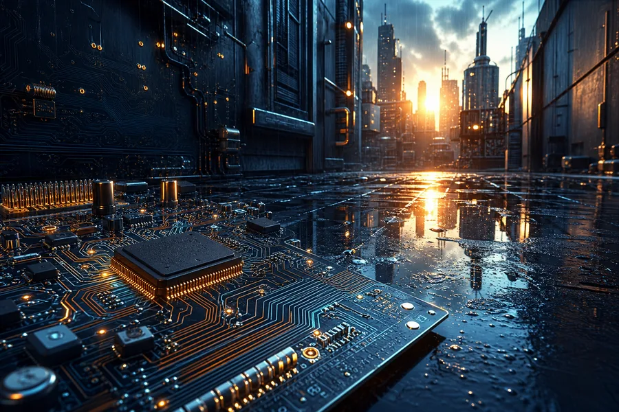 Rainy Neon Alley With Reflections Pcb-Design Wallpaper 4 4K 5