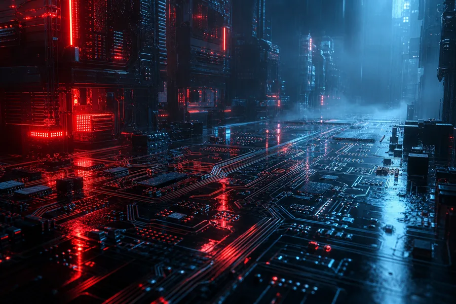 Rainy Neon Alley With Reflections Pcb-Design Wallpaper 4 4K 6