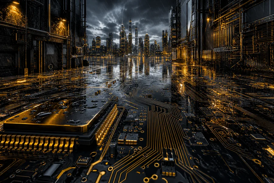Rainy Neon Alley With Reflections Pcb-Design Wallpaper 4 4K 7