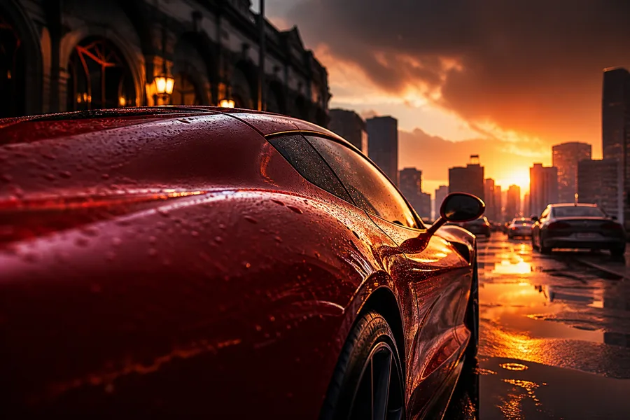 Red Ferrari In Rainy City Cars Wallpaper 2 4K 16