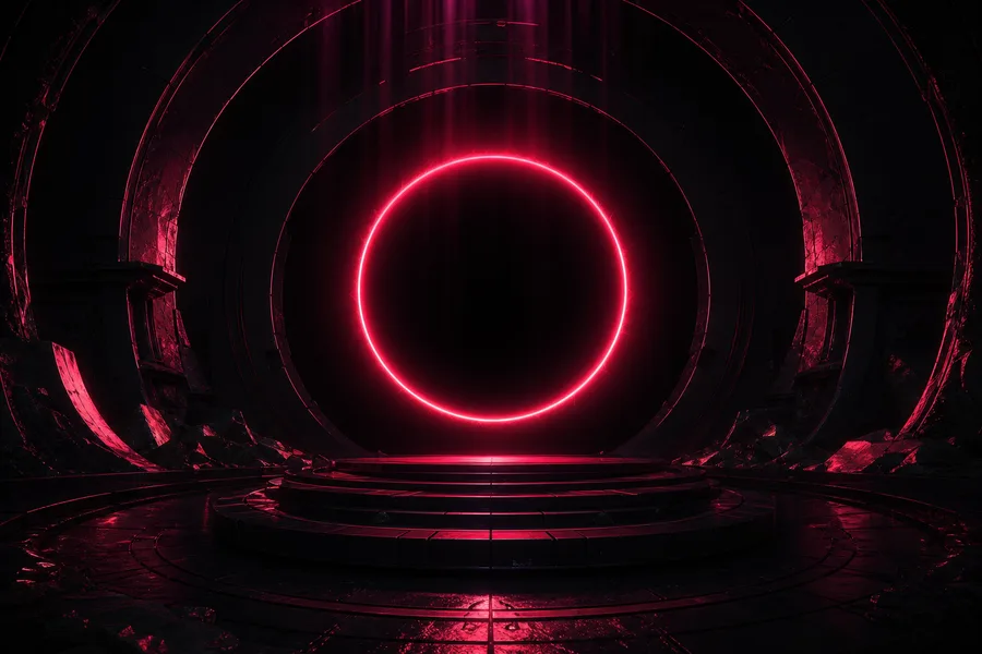 Red Neon Circle On Pure Black Amoled Wallpaper  7 4K