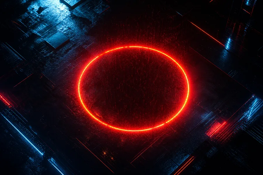 Red Neon Circle On Pure Black Amoled Wallpaper  7 4K