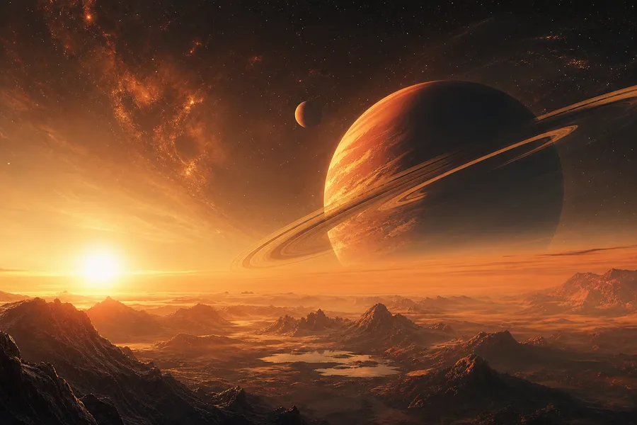 Ringed Exoplanet Sunrise Space Wallpaper 10 4K 2