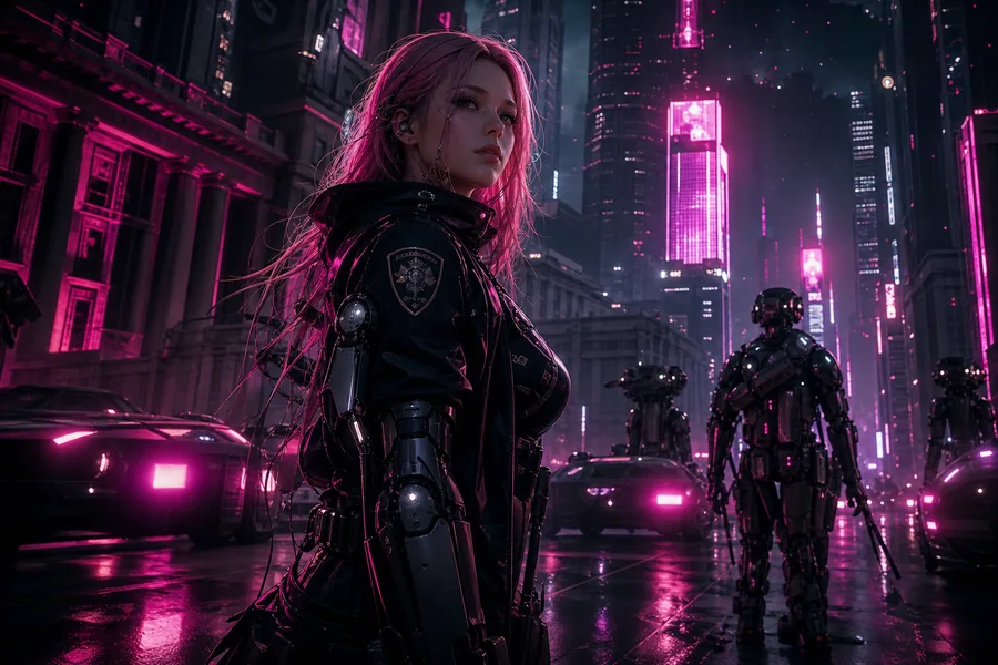Robotic City Police Patrol Ai-Girls Wallpaper 12 4K 6