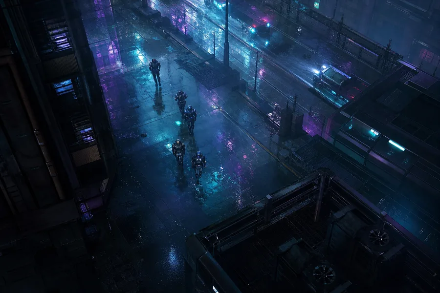 Robotic City Police Patrol Cyberpunk Wallpaper 12 4K 5