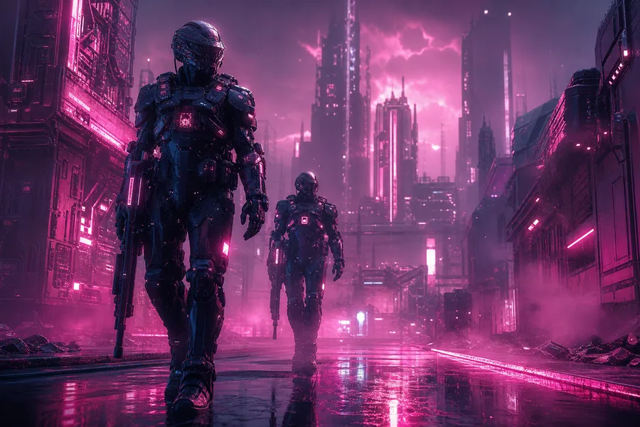 Robotic City Police Patrol Cyberpunk Wallpaper 12 4K 6