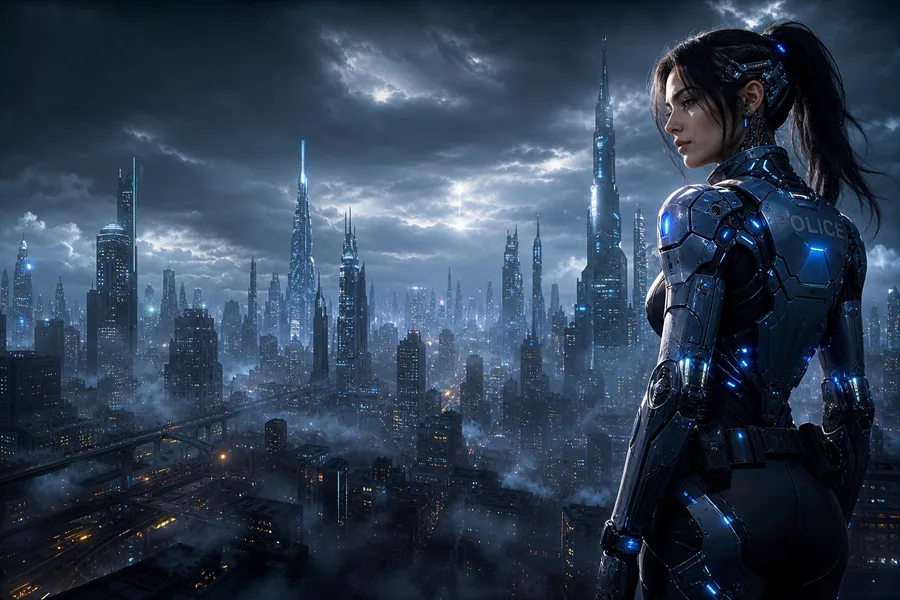 Robotic City Police Patrol Female-Androids Wallpaper  12 4K