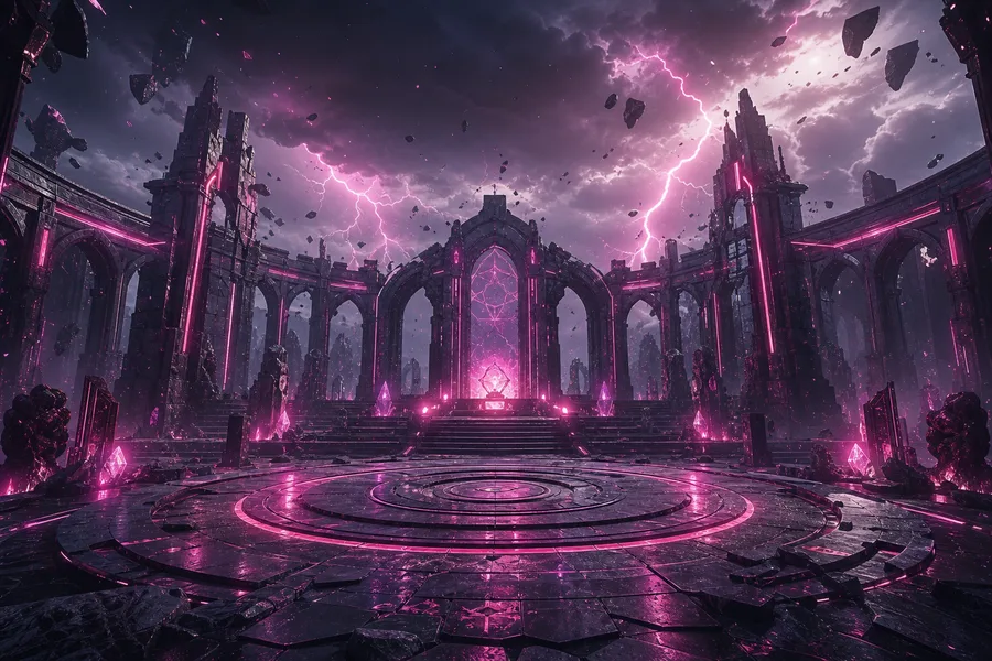 Sci Fi Battle Arena With Neon Lights Gaming Wallpaper  13 4K