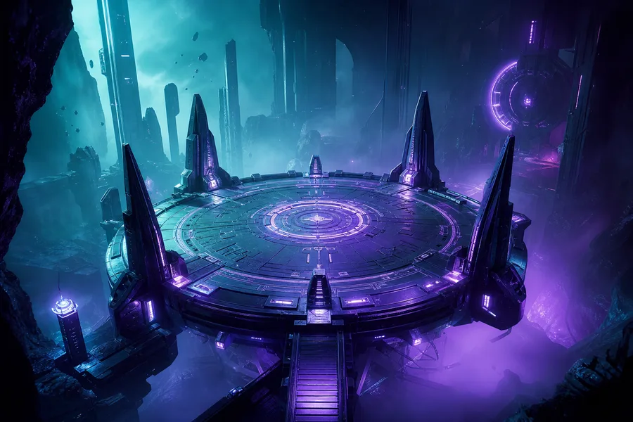 Sci Fi Battle Arena With Neon Lights Gaming Wallpaper 3 4K 12