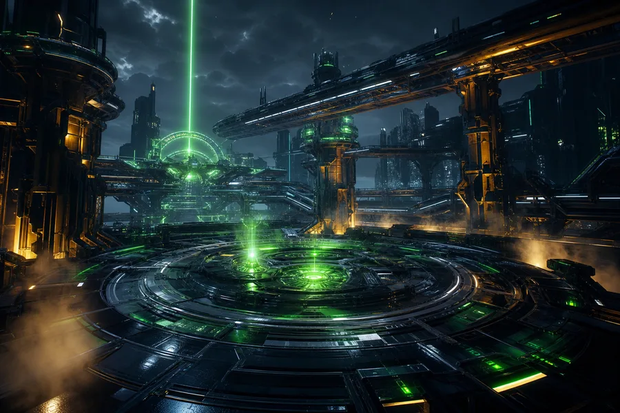 Sci Fi Battle Arena With Neon Lights Gaming Wallpaper 3 4K 2