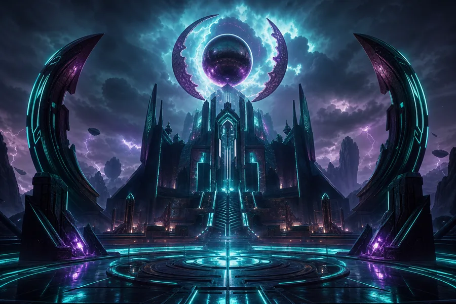 Sci Fi Battle Arena With Neon Lights Gaming Wallpaper 3 4K 8