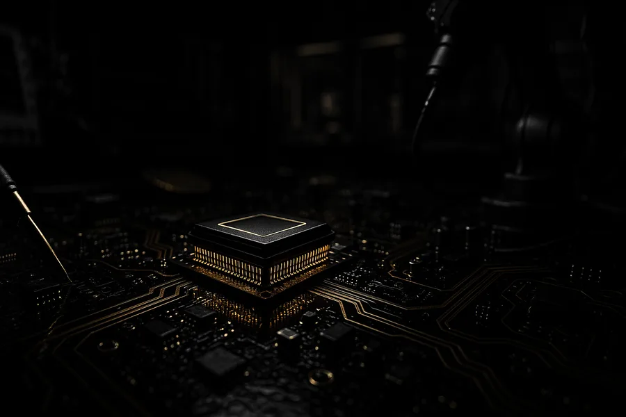 Semiconductor Wafer Glowing Blue Electronics Wallpaper 14 4K