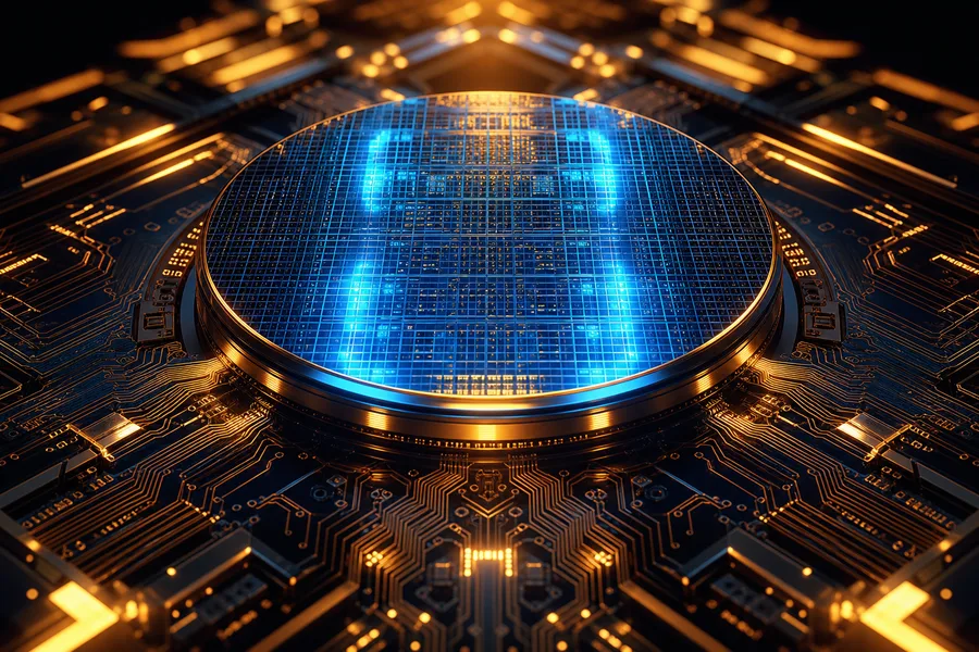 Semiconductor Wafer Glowing Blue Electronics Wallpaper  6 4K