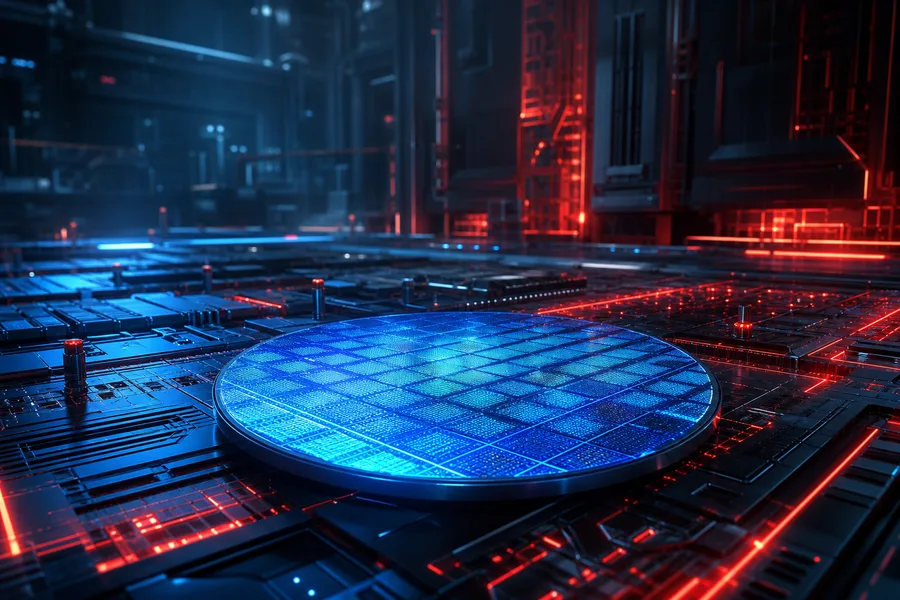 Semiconductor Wafer Glowing Blue Electronics Wallpaper 6 4K 3
