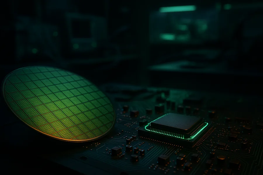 Semiconductor Wafer Glowing Blue Electronics Wallpaper 6 4K