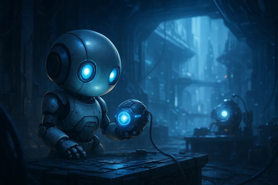 Small Cute Robot In Workshop Robots Wallpaper 11 4K